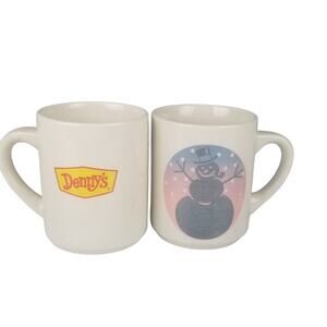 Vintage Denny’s Christmas Coffee Mugs Color Changing 1991 Set of Two